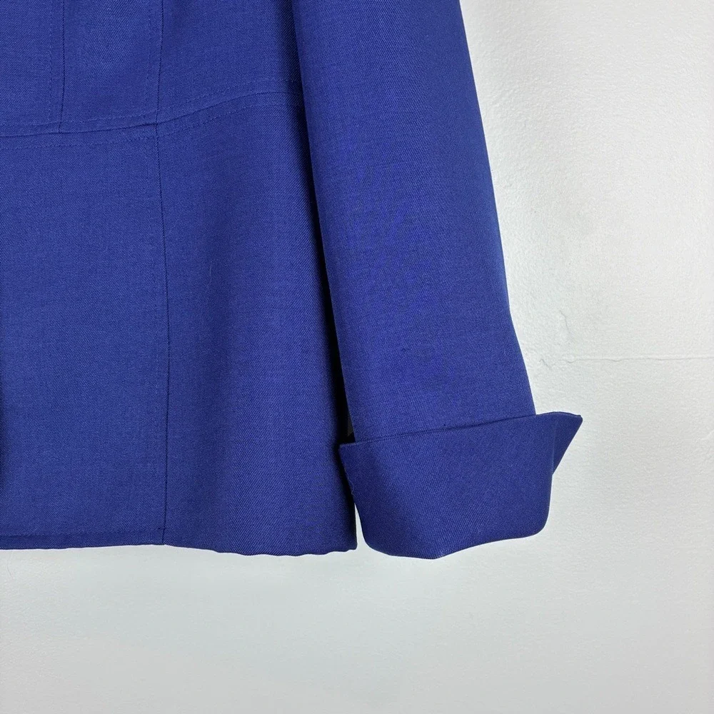 Kasper Blazer 10 Polyester Professional Royal Blue Career Chic Office Siren - Picture 5 of 14